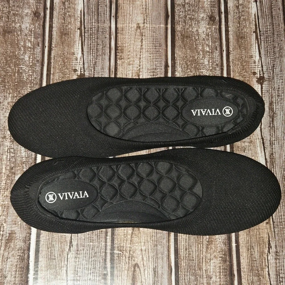 Sz 42 / 10.5 VIVAIA Claire Round Toe Black Knit Cushioned Ballet Flats Shoes